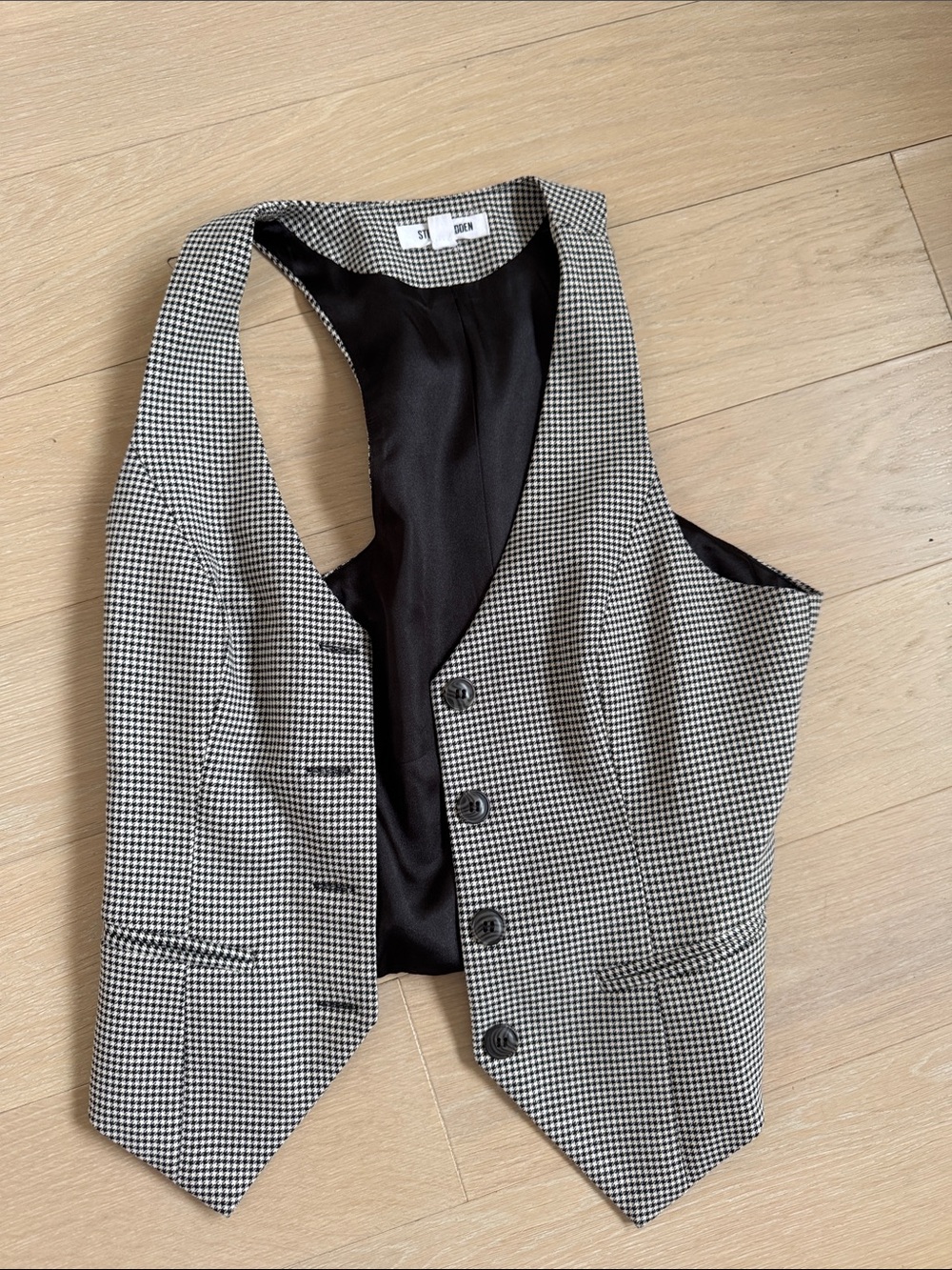 Steve Madden Black & White Houndstooth Men's Vest